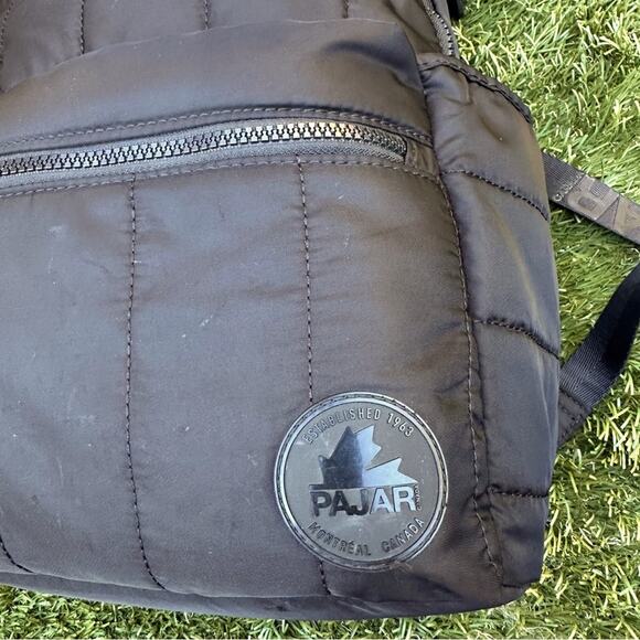 Pajar Twill Dome Quilted Puff Backpack Black Neutral Laptop Pocket Luggage Strap - Picture 4 of 13